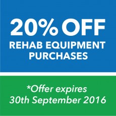 Redeem '20% Off Rehab Equipment Purchases' offer.