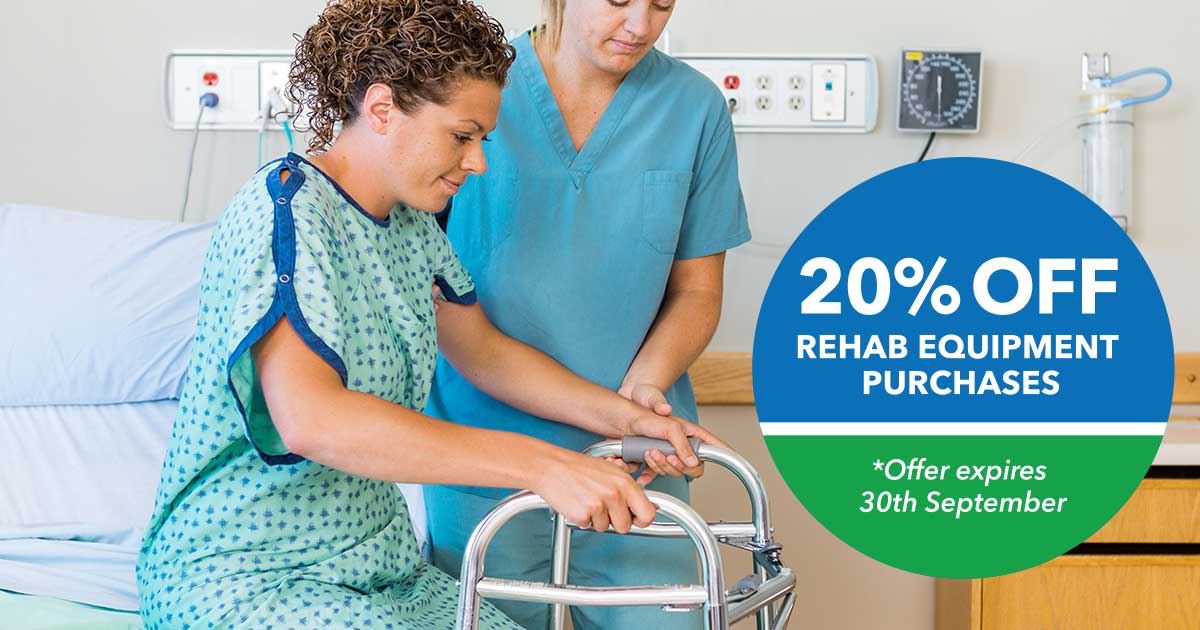 Redeem '20% Off Rehab Equipment Purchases' offer.